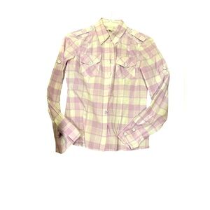 Banana Republic Women's Summer Long Sleeves Shirt. Light lavender checkers SZ:S